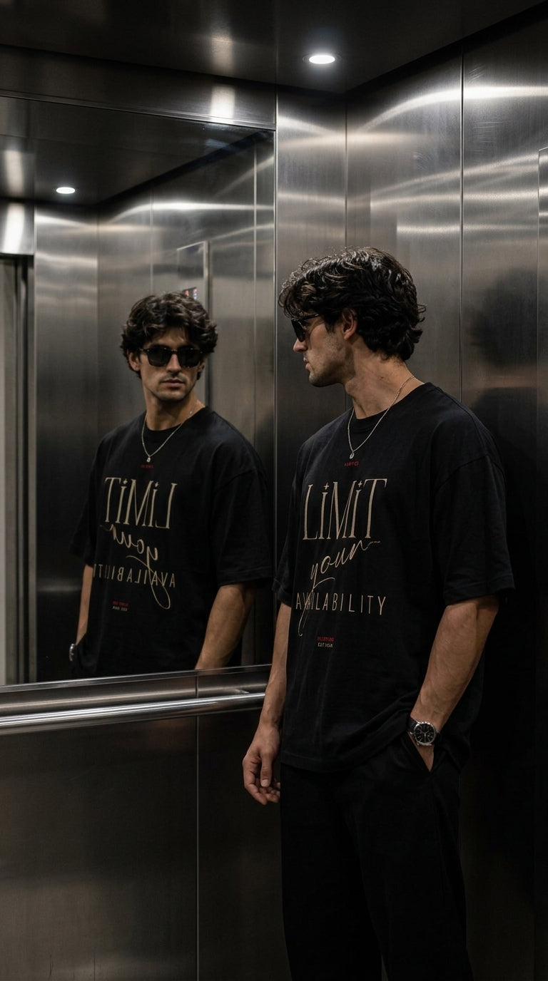 LIMIT YOUR AVAILABILITY Oversized Terry Tee – Black | HL ATELIER