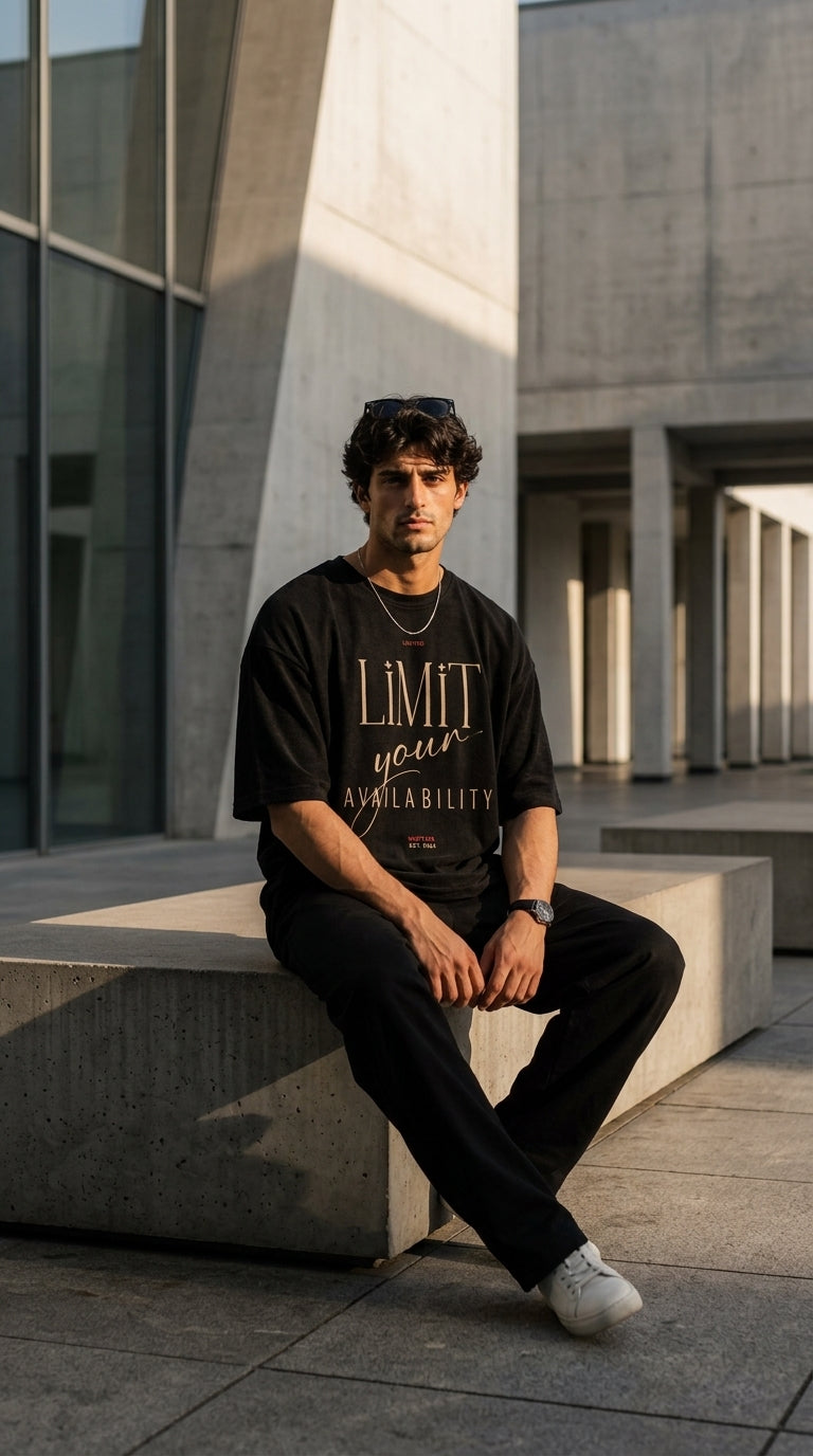 LIMIT YOUR AVAILABILITY Oversized Terry Tee – Black | HL ATELIER