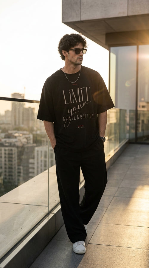 LIMIT YOUR AVAILABILITY Oversized Terry Tee – Black | HL ATELIER